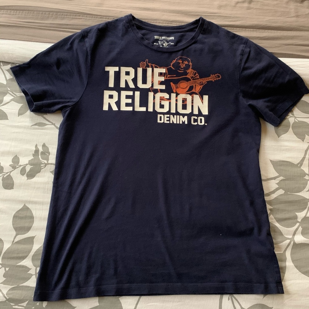 True Religion Denim Co Navy & Orange Buddha Tee